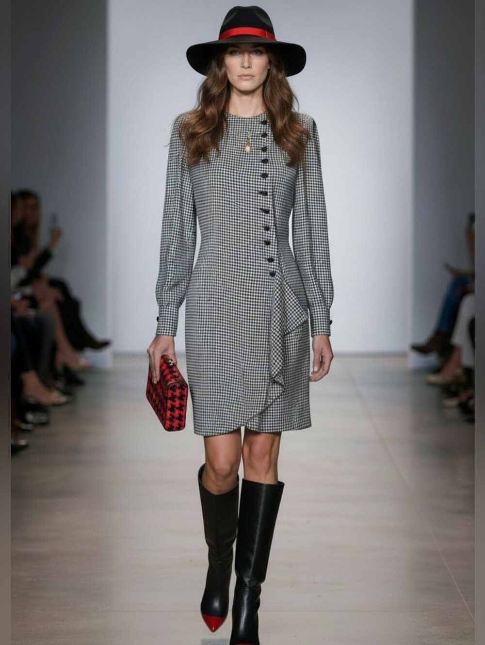 Emanuel Ungaro Parallele Houndstooth Button Front Dress Size 4 Vintage Luxury - Picture 7 of 17